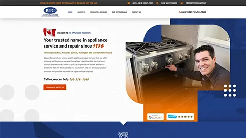 RTC Appliances Website Screenshot